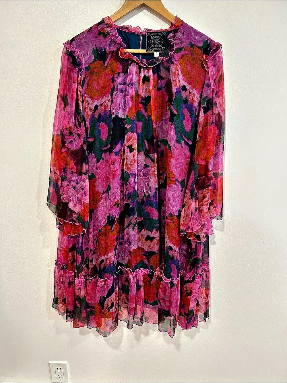 Jade by Johnny Was Floral Mini Dress Pink & Purple XL